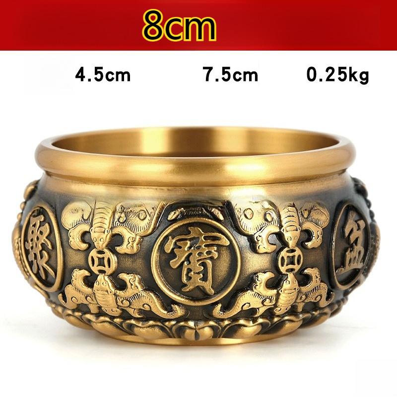 8-21CMBrass Treasure Basin Decoration Large Solid All-brass Piggy Bank Household Use Living Room Shop Can Hold Things Decoration