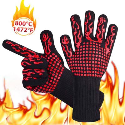 Gloves Flame Barbecue Gloves Silicone Non-slip Oven Heat Resistant 500-800 Degree Gloves