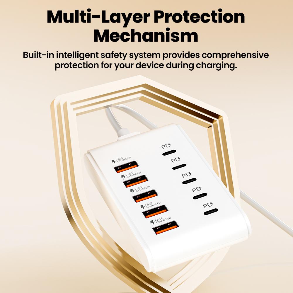 10 Port Power Strip, Hub, Suitable for Home Use and Travel Carrying