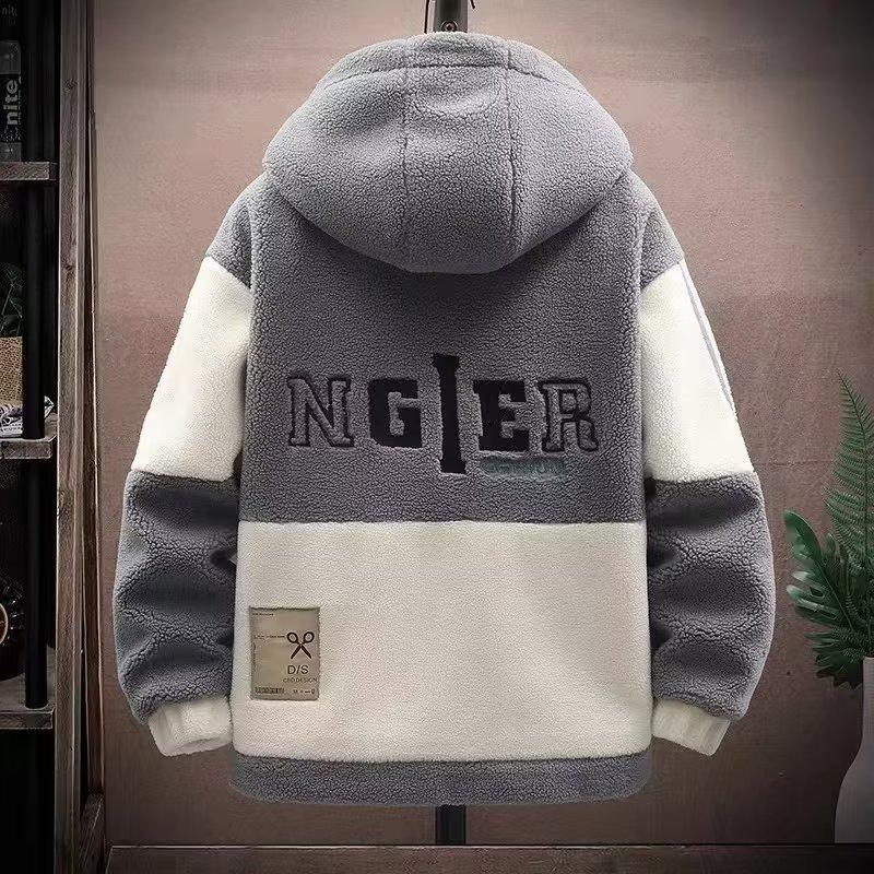 Lamb Fleece Coat Men's Loose Cotton Thick Men's Quilted Coat Plus Size