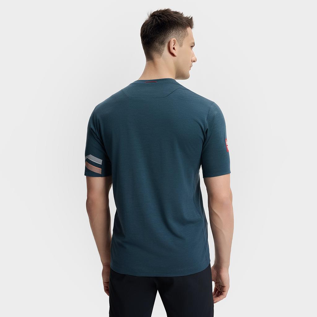 Fila Cycling Comfortable Sports Versatile Breathable Knitted Short Sleeve T-Shirt Men Tops Dark-Reef-Blue A11M518102F-DB