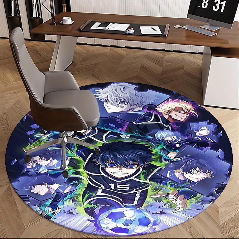 1 Stück Runder Teppich - Kuroko's Basketball Charaktere, Bürostuhlmatte, Rutschfester Teppich für Heimdekoration, Saisonales Geschenk, Geeignet für Büro, Wohnzimmer