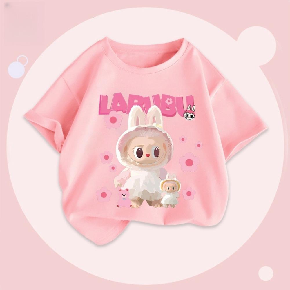 Baju TSHIRT KIDS Boys and Girls Buda T-shirt Size 2-3 To 12-13 Children's LABUBU Printed Cute Short Sleeved Top