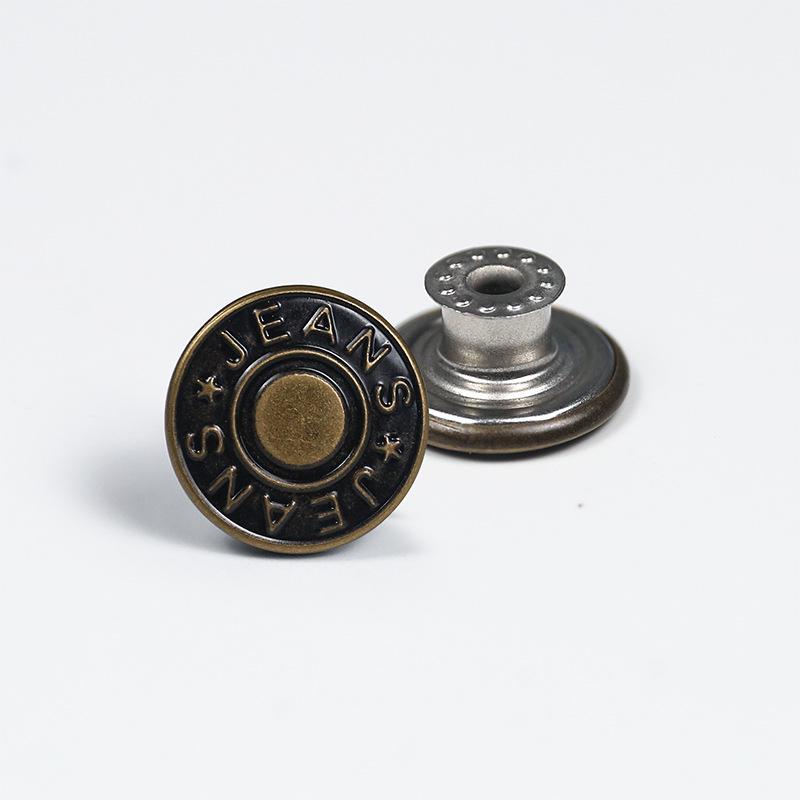 Antique Bronze Smooth Metal Tack Button for Jeans, Jackets & Dungarees with Engraving