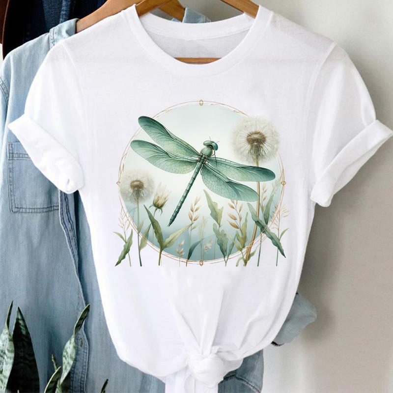 (Asian Size) Clothing Lady o-neck Short Sleeve T-shirts Printed Female flower trend Top Casual T Shirt Fashion Women Graphic Tee