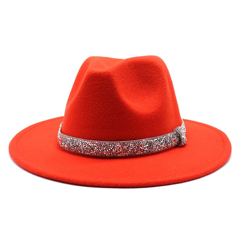 2021 Autumn Men'S And Women'S Woolen Hats, Solid Color Jazz Top Hats, Crystal Diamond Gift Hats