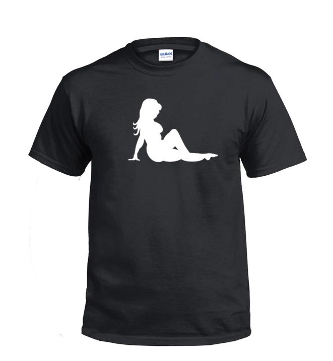 

Mudflap Girl Thick T-Shirt Black White cotton Shirt Trucker Gift Fat BBW S