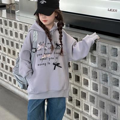 Girls' Korean Style Hooded Sweatshirt - 2025 Spring/Autumn Fashion Pullover for Older Children
