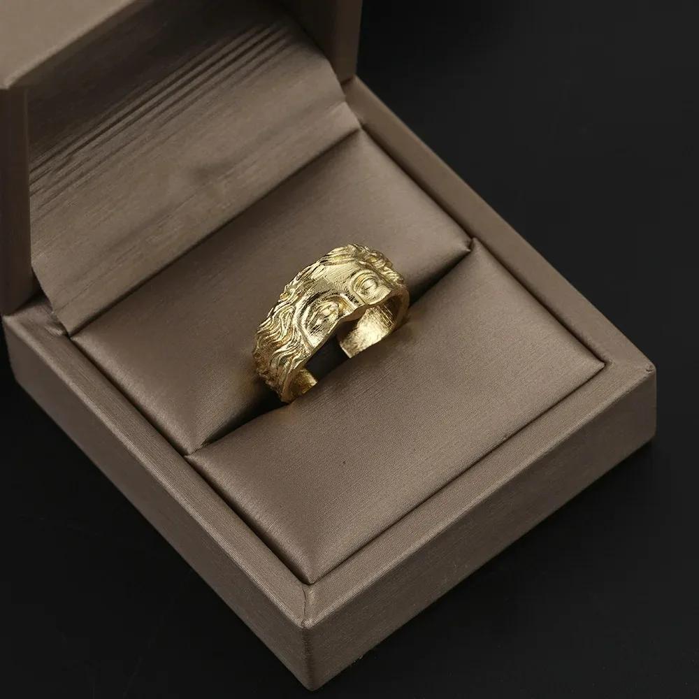 Hot Sale Half Face Retro Fashion Ring for Men Women Greek Mythology Vintage Punk Gothic Art Open Ring Unisex Accessories Jewelry