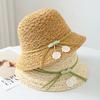Sunhat Knitted Fisherman Hat Korean Velvet Small Flower Bucket Hat Spring Summer Autumn Windproof Versatile Women's Hat