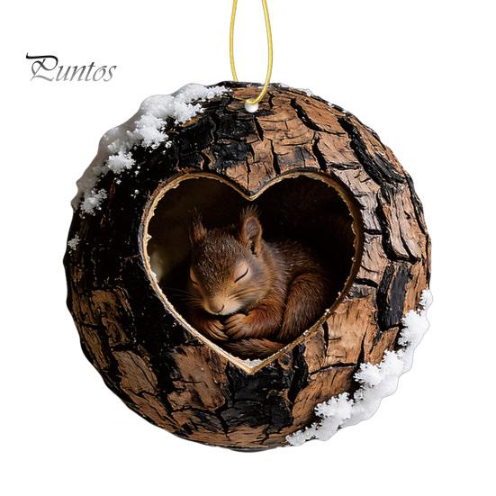 Festive Atmosphere Decorations Forest Animal Ornament, 2D Flat Woodland Acrylic Christmas Home Party Hanging Supplies Decoration for Tree, Holiday