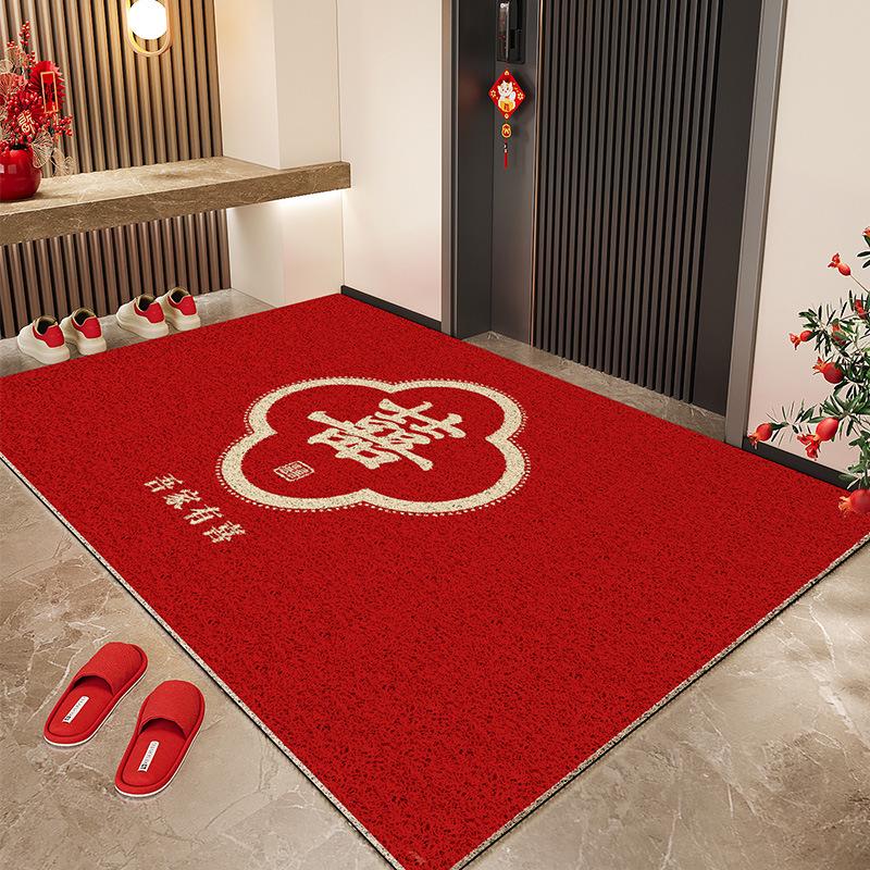 Festive Silk Loop Non-Slip Doormat: Dirt-Resistant, Easy-Clean, Cut-to-Fit Indoor Entryway Mat