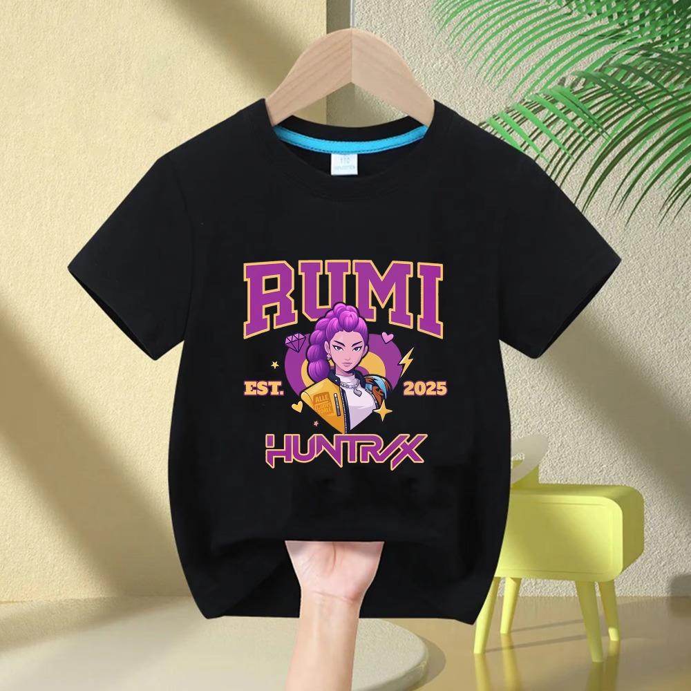 Soft Cotton T-Shirt for Girls, 2026 Movie Design,Children's Clothing,Gifts for K-Pop Demon Hunters Fans, Fashionable Casual Tops