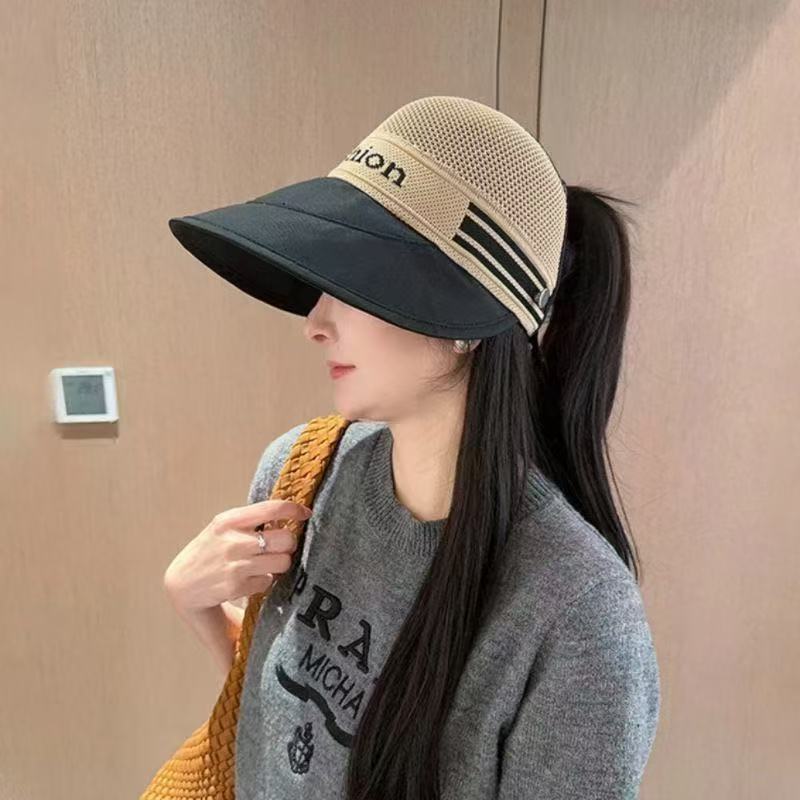 Hat Women's semi-empty top hat Hollow and breathable High value face Small Internet celebrity Sunscreen visor Women's outdoor