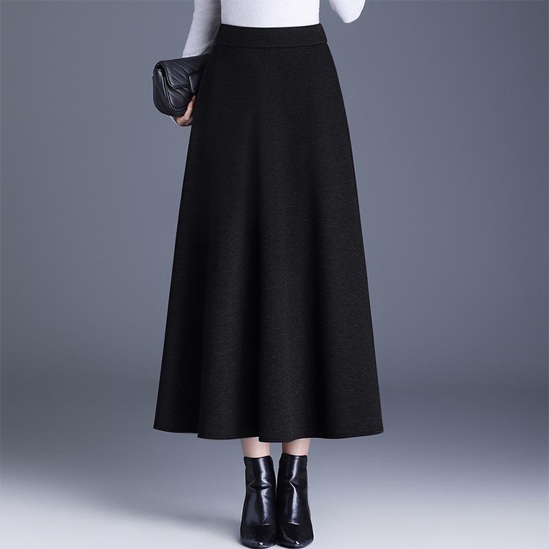 2025 Autumn/Winter Wool Cashmere High-Waisted A-Line Pocket Skirt, Mid-Length.