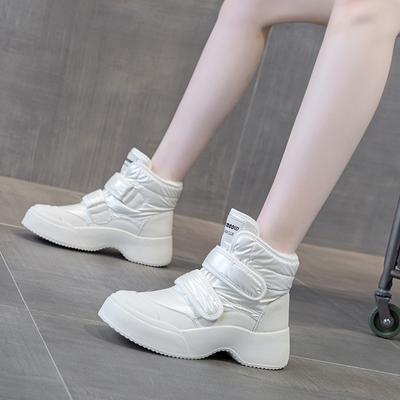 Bottes de Neige Semelle Épaisse Chaussures en Coton et Cuir