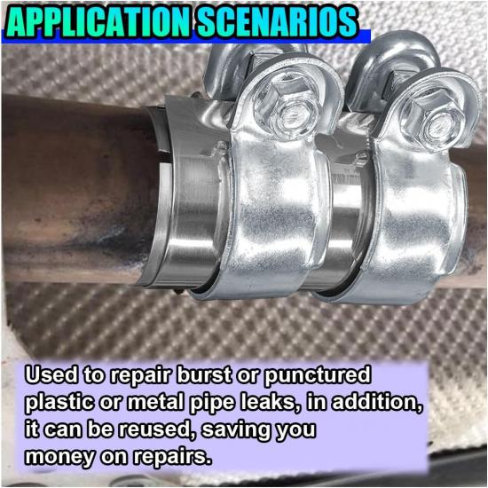 2 Inch Automotive Exhaust Clamp, Stainless Steel Butt Joint Bolts Band Flanges Clamp Assembly, Universal Tube Connector Sleeve Coupler for Muffler