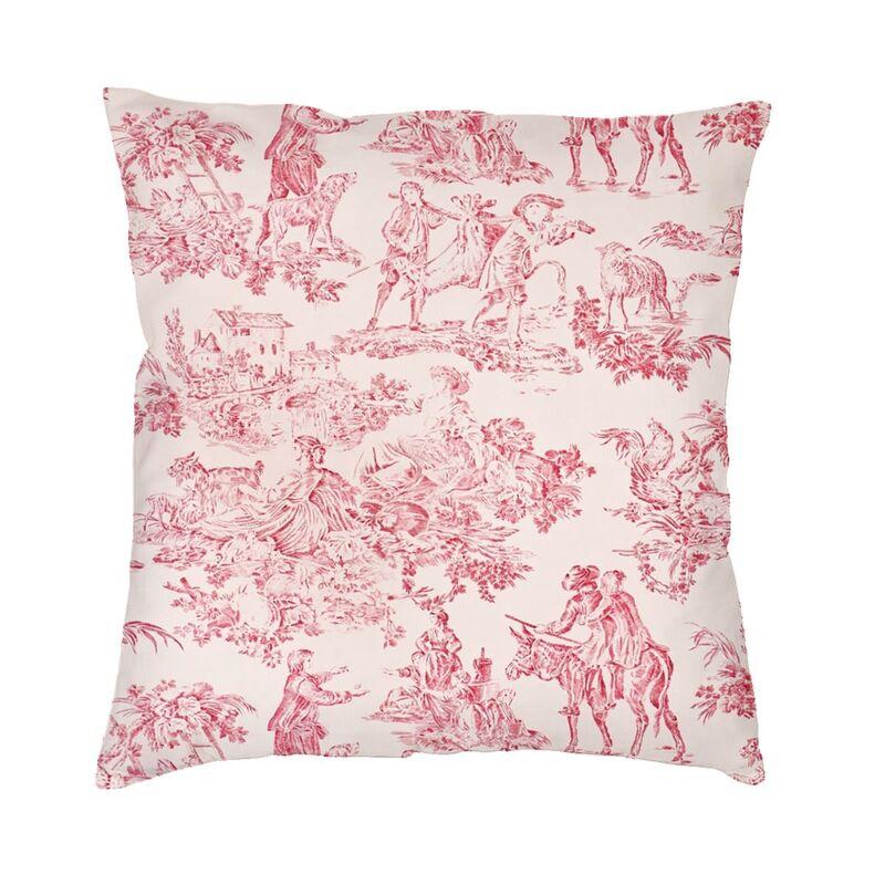 Red And White Toile De Jouy Cushion Covers Sofa Home Decor Square Throw Pillow Cover 45x45cm 30x30cm 12x12in
