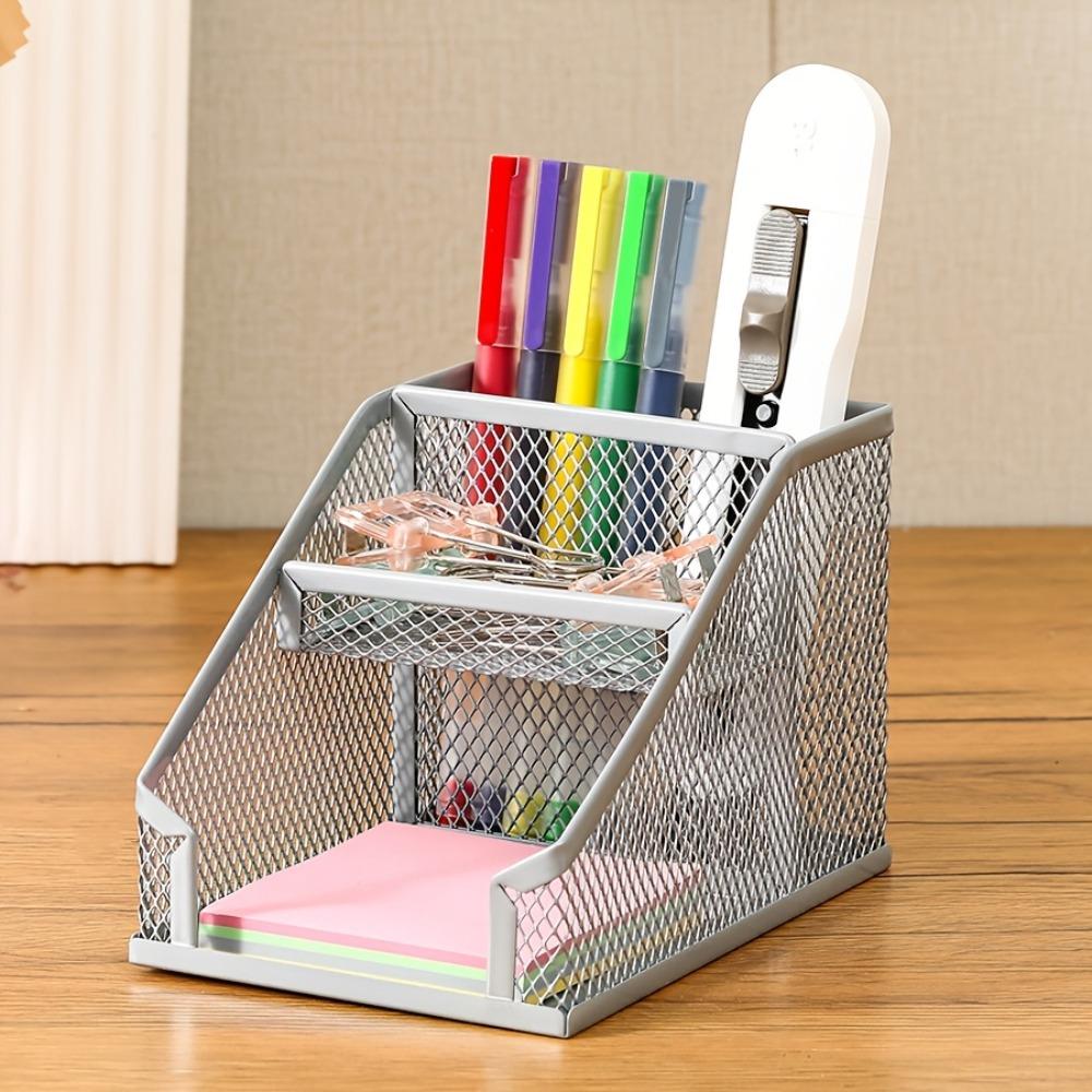 Space-saving Pen Holder Metal Stationery Organizer New Desk Organization for Desktop Stationery