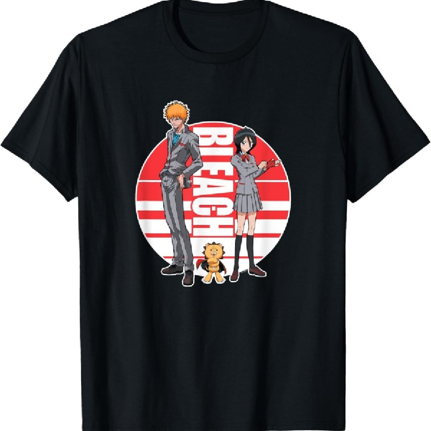 

Bleach Ichigo Rukia and Kon Round Logo Anime T-Shirt S
