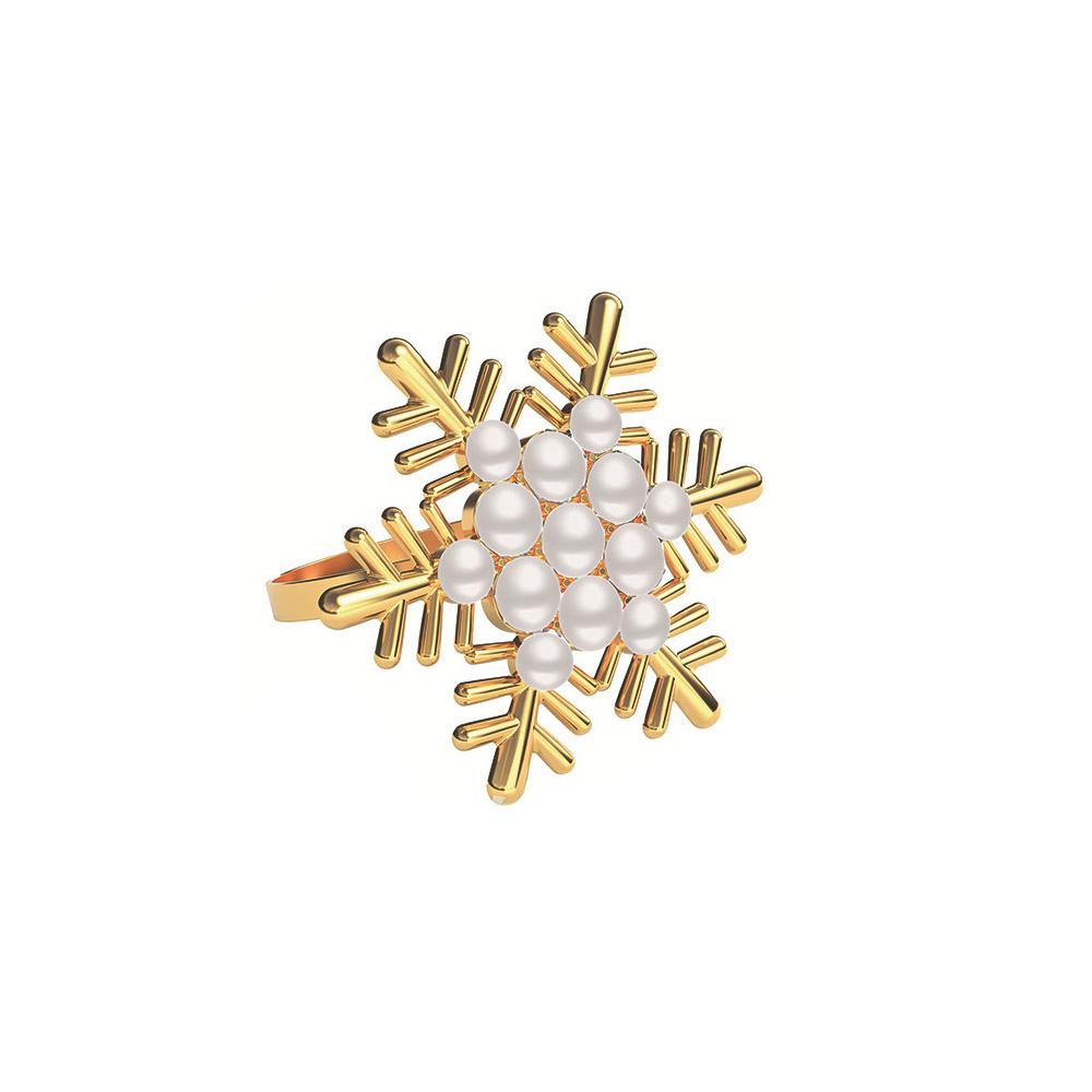 Snowflake Napkin Buckle Pearl Napkin Ring Christmas Metal Napkin Rings Restaurant Bar Kitchen Table Napkin Accessories