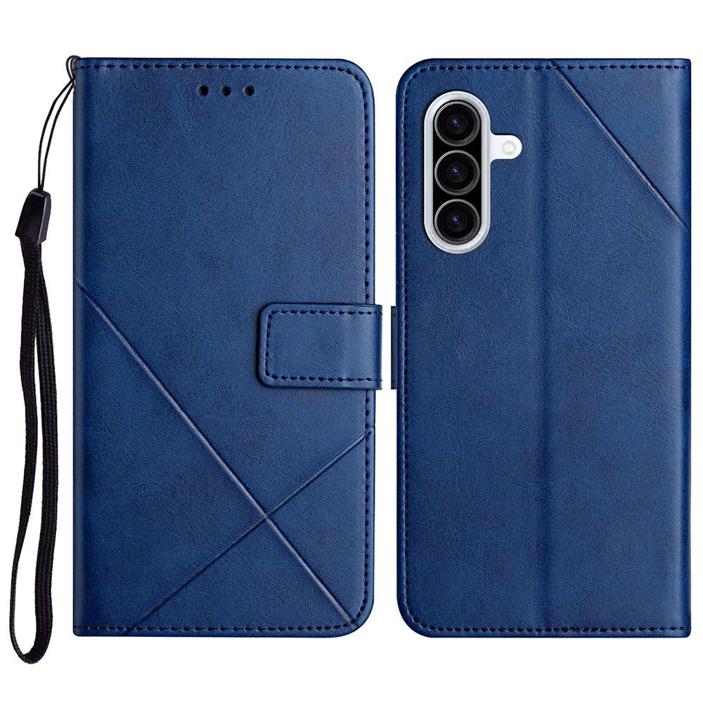 For Samsung Galaxy A37 5G Case Line Pattern Wallet Leather Phone Cover with Wrist Strap