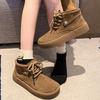 Semiš Platforma Dámské Kotníkové boty Ploché Módní Boty Žena 2025 Trend Zima Nový návrhář Chůze Útulný Ležérní Dámské Snow Botas