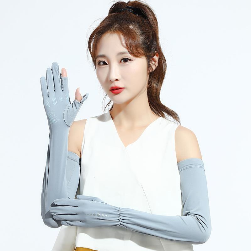 Sun Protection Gloves for Summer Women's Extended Arm Protection UV Ice Sleeves Thin Long Outdoor Cycling Gloves