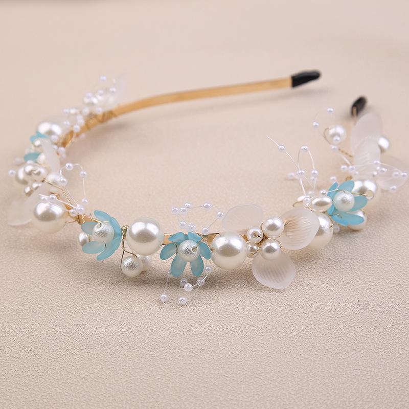 Pearl headband flower wreath headband Mori bride crown sweet knot wedding dress beaded headdress