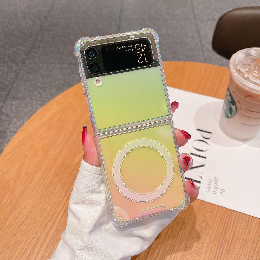 

Для Samsung Galaxy Z Flip 4 Zfold 3 S23 S22 Ultra S21Plus Magsafe Case Роскошный лазерный прозрачный складной жесткий противоударный магнитный чехол с беспроводной зарядкой