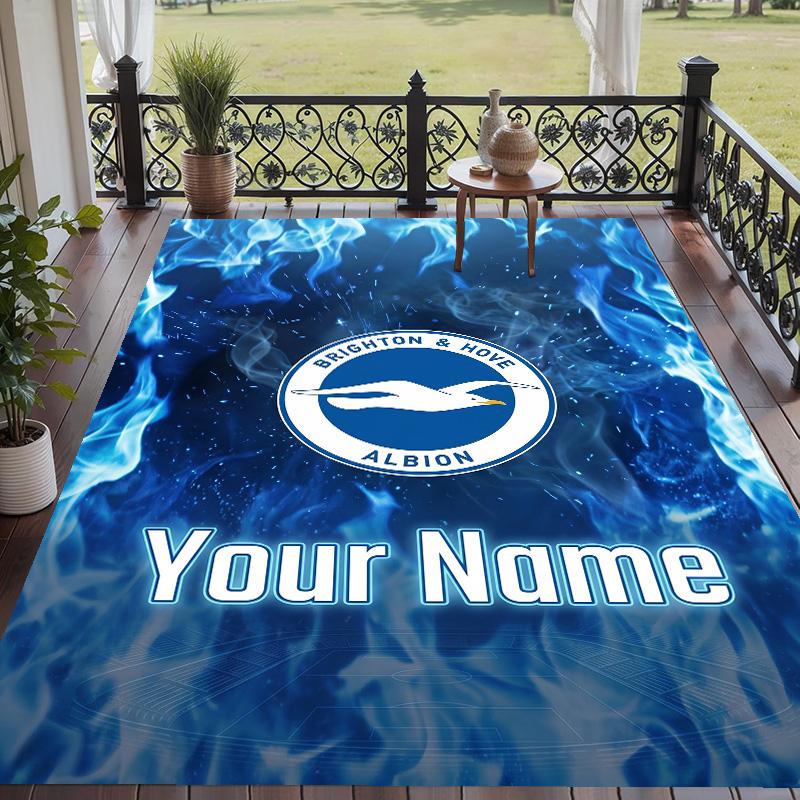 Custom Text Printed Rug Brighton & Hove Albion Football Non Slip Floor Carpet For Home Room Decor