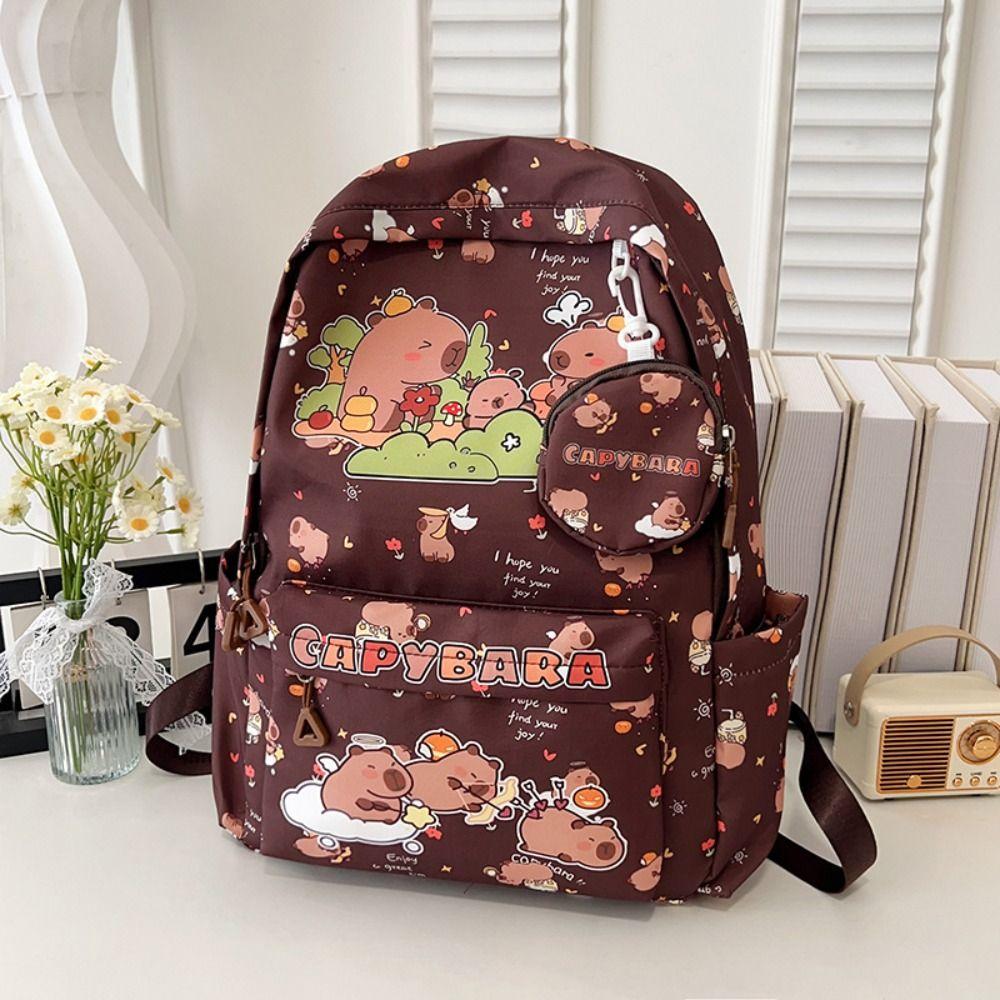Waterproof Cartoon Animal School Bag Multi-Compartment Capybara Student Bag  Gifts