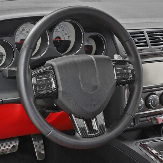 Carbon Fiber Console Steering Wheel Cover Trim For Dodge Durango Charger 2009-14