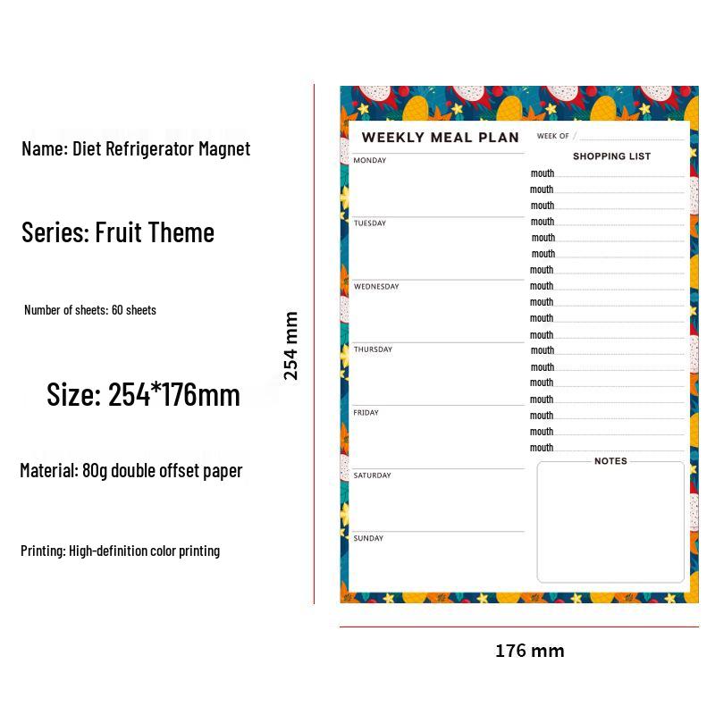 Magnetic Diet Planner: Tearable Fridge Notebook for Fitness & Meal Prep