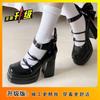 Cute sweet color soft girl Japanese single shoes 2024 autumn new original bow middle heel waterproof table Lolita shoes