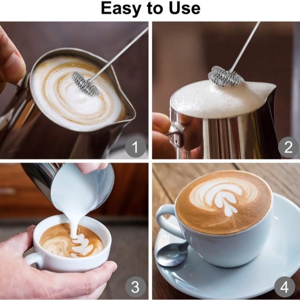 Stainless Steel Handheld Milk Frother with Cover Electric Whisk Egg Beater  Home Office