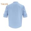 Men Cotton Shirt Long Sleeve Button Down Solid Color Shirt Henry Collar Casual Top with Adjustable Sleeves for Daily Wear Beach Vacation