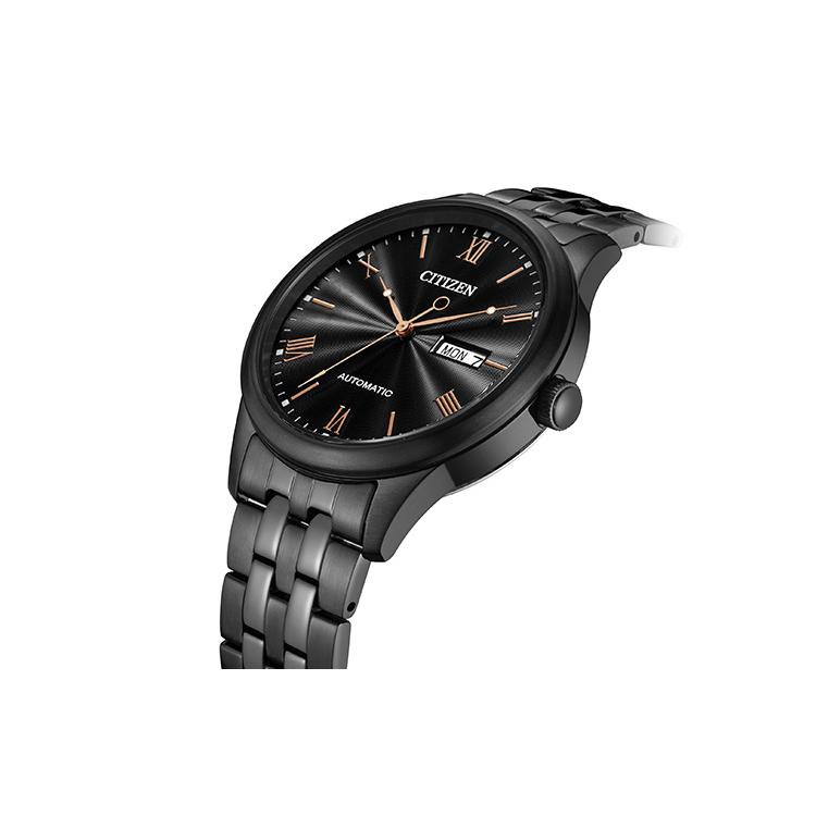 Citizen Mechanical Movement Stainless Steel Strap Watch Men's Watches Black Dial NH7505-84E