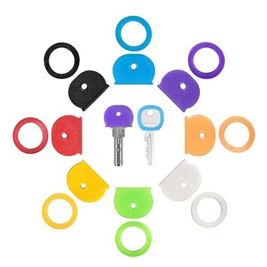 24/32/40 Pcs Colored Key Caps Flexible Round Rubber Key Covers Semi-circular Key Tags Identifiers for House Keys Non Odd-Shaped Keys