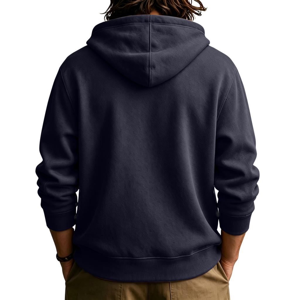 Men's Casual Hoodie with Button - Cotton Hooded Pullover for Spring and Fall
