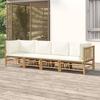 Vidaxl 4-Cz. Garden Furniture Set, Cream Cushions, Bamboo