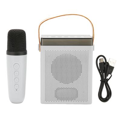 Karaoke Machine Set with RGB Light Rechargeable Bluetooth Speaker with 1 Wireless Microphone for Home Party KTV White