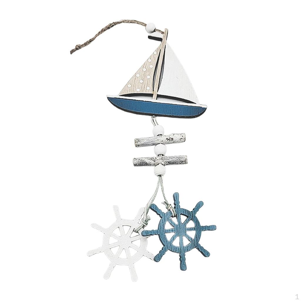 Decor Beach Wooden Ship Wood Boat Wall Decoration Door Hanging Ornament, Theme for Home