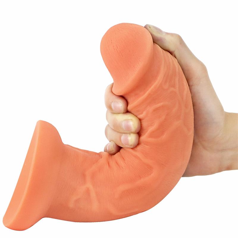 Female Big Penis Liquid Silicone Simulation Fake Penis Thick and Long Eggless Sucker Anal Plug Masturbation Device