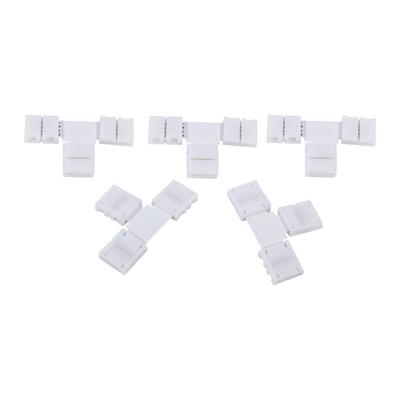 Lot de 5 connecteurs à clipser sans soudure à 4 broches pour bande lumineuse LED RVB 5050 de 10 mm (Forme de T)