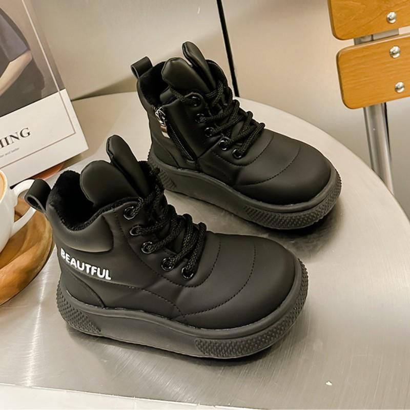 

Девочки две хлопковые туфли 2025 осень и зима новые детские бархатные термотуфли девочки принцесса мягкая подошва хлопковые сапоги средние и старые дети 30 чёрный