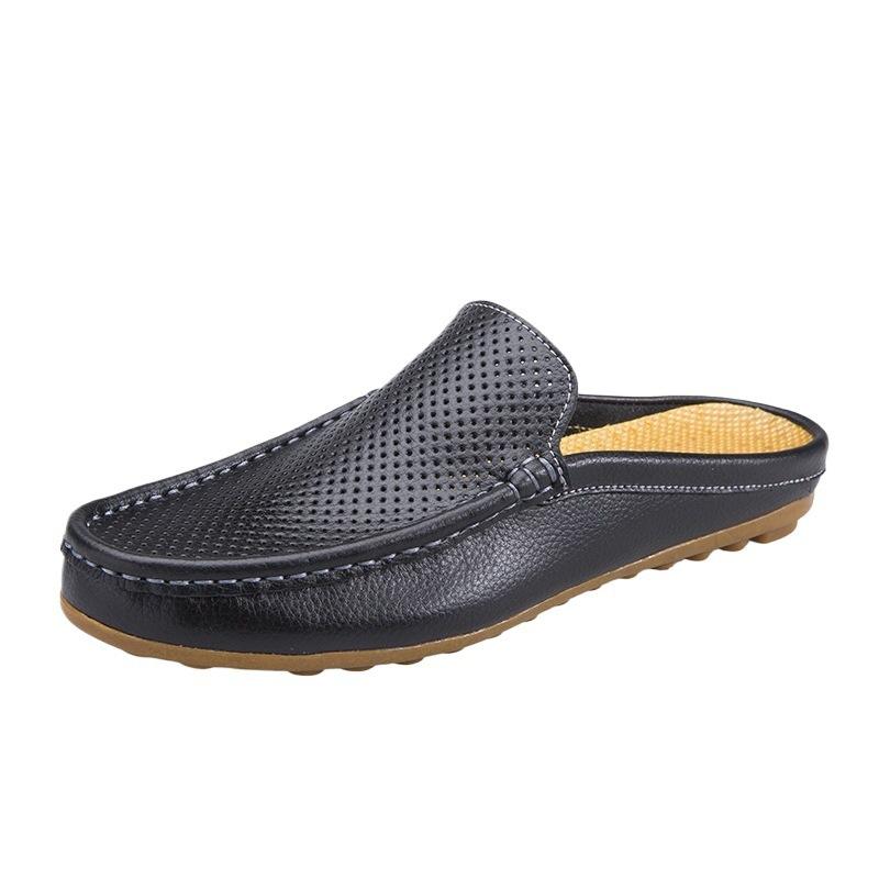 Large size men's sandals wear half slippers, leather, breathable in summer, fashionable shoes, bag head, casual shoes, shoes
