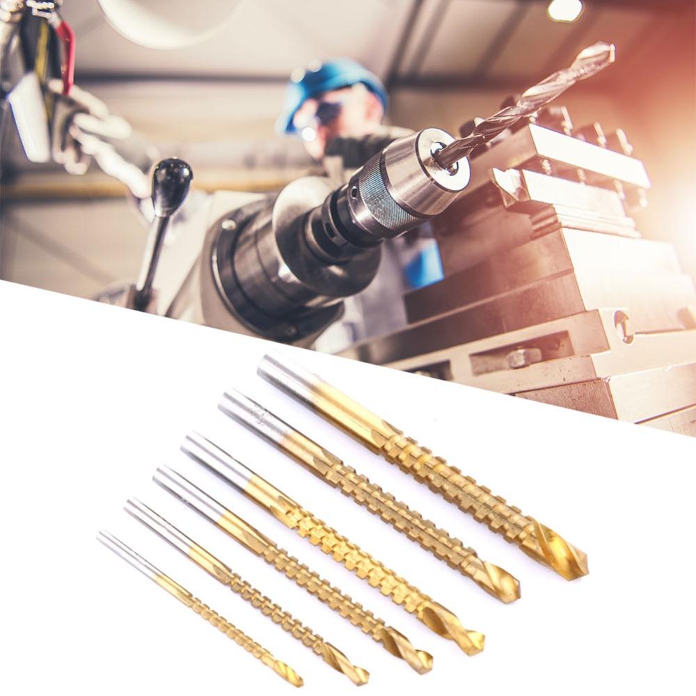 6pcs High Speed Steel Twist Drill Bits Serrated Drilling Hole Enlarging Tools Woodworking