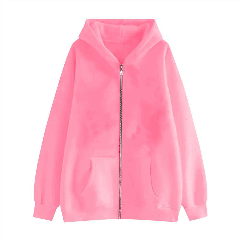 Light Pink Sweater Men'S And Women'S Full Zipper Hoodie