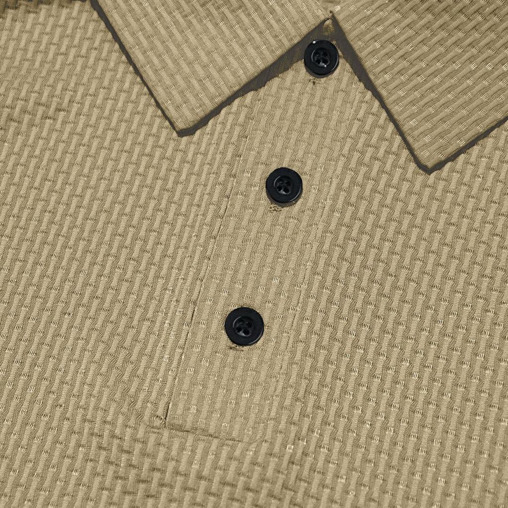 New Men's Business Casual Short Sleeved Bone Flower Solid Color POLO Shirt Fashion Breathable Comfortable Summer Versatile Top